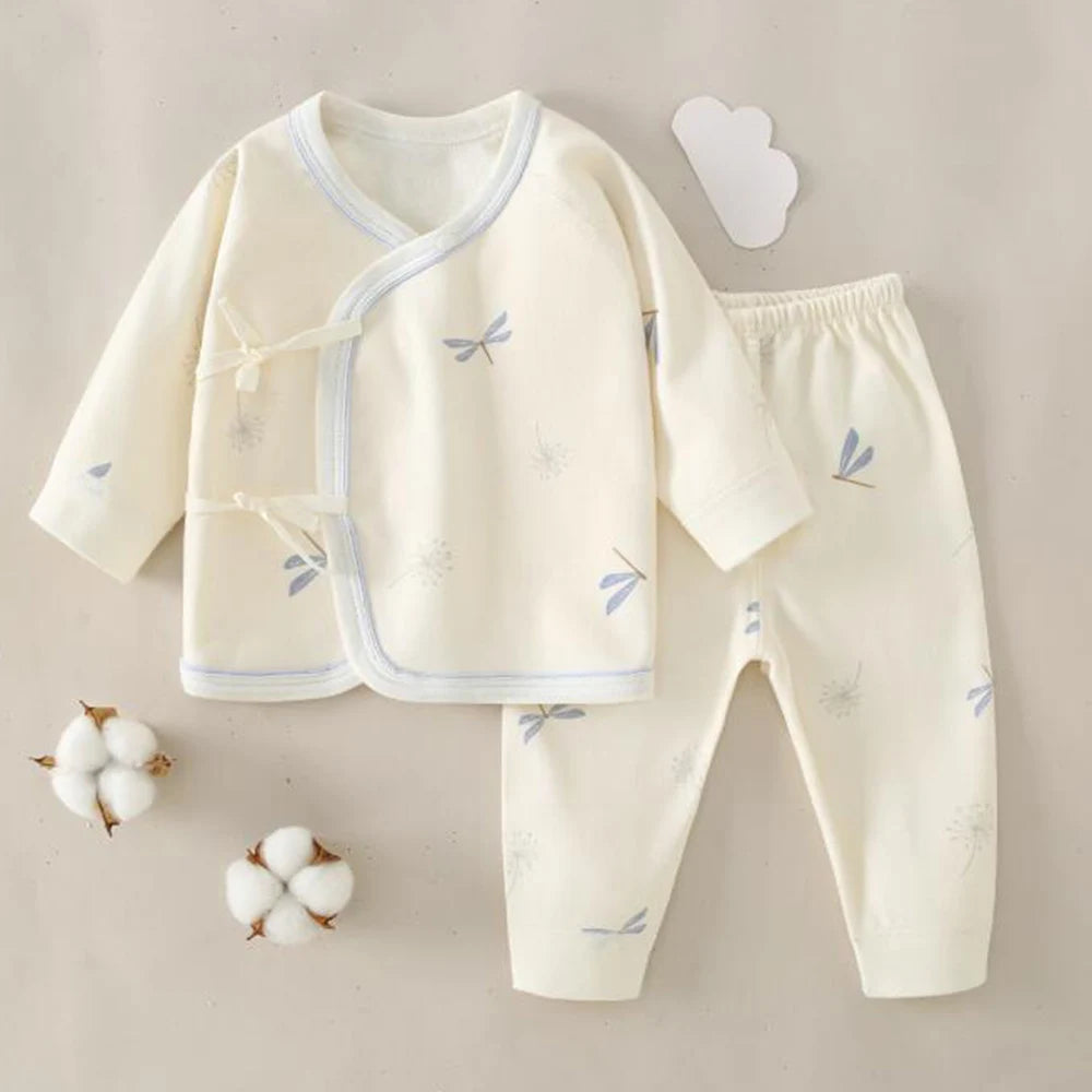 Hospital Newborn Set 100% Cotton Long Sleeve Tops Pants Two Pieces Spring Autumn Unisex Baby Outfits For Boys Girls 0 6 Months