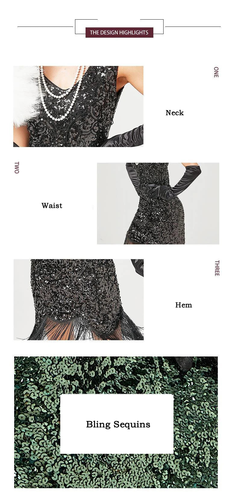 New Arrivals Women's 1920s 30S Sequin Fringed Beaded Flapper Gatsby Cocktail Dress Wedding Formal Party Dresses
