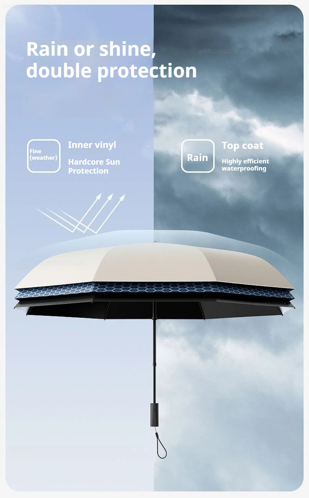 ZUODU Intelligent Electric Reverse Umbrella Fully Automatic Reinforcement Thickened Durable Rainproof Sunscreen Dual Use