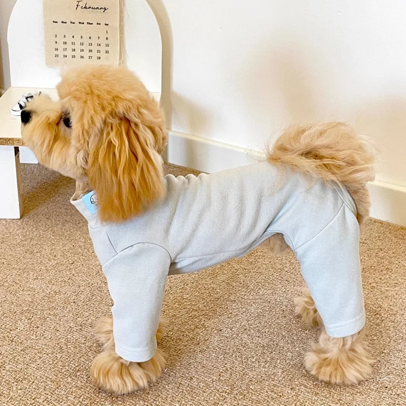 Elastic Pet Jumpsuit Four Legged Pants For Small Medium Dogs Cream Color Cozy Home Base Shirt Winter Warm Dog Clothes