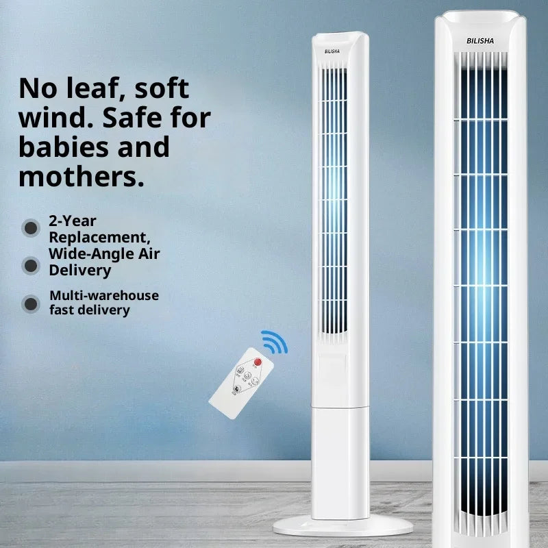 Bladeless Oscillating Tower Fan Quiet Remote Control USB Portable Adjustable Height Silent Bedroom Office Dorm Air Conditioner