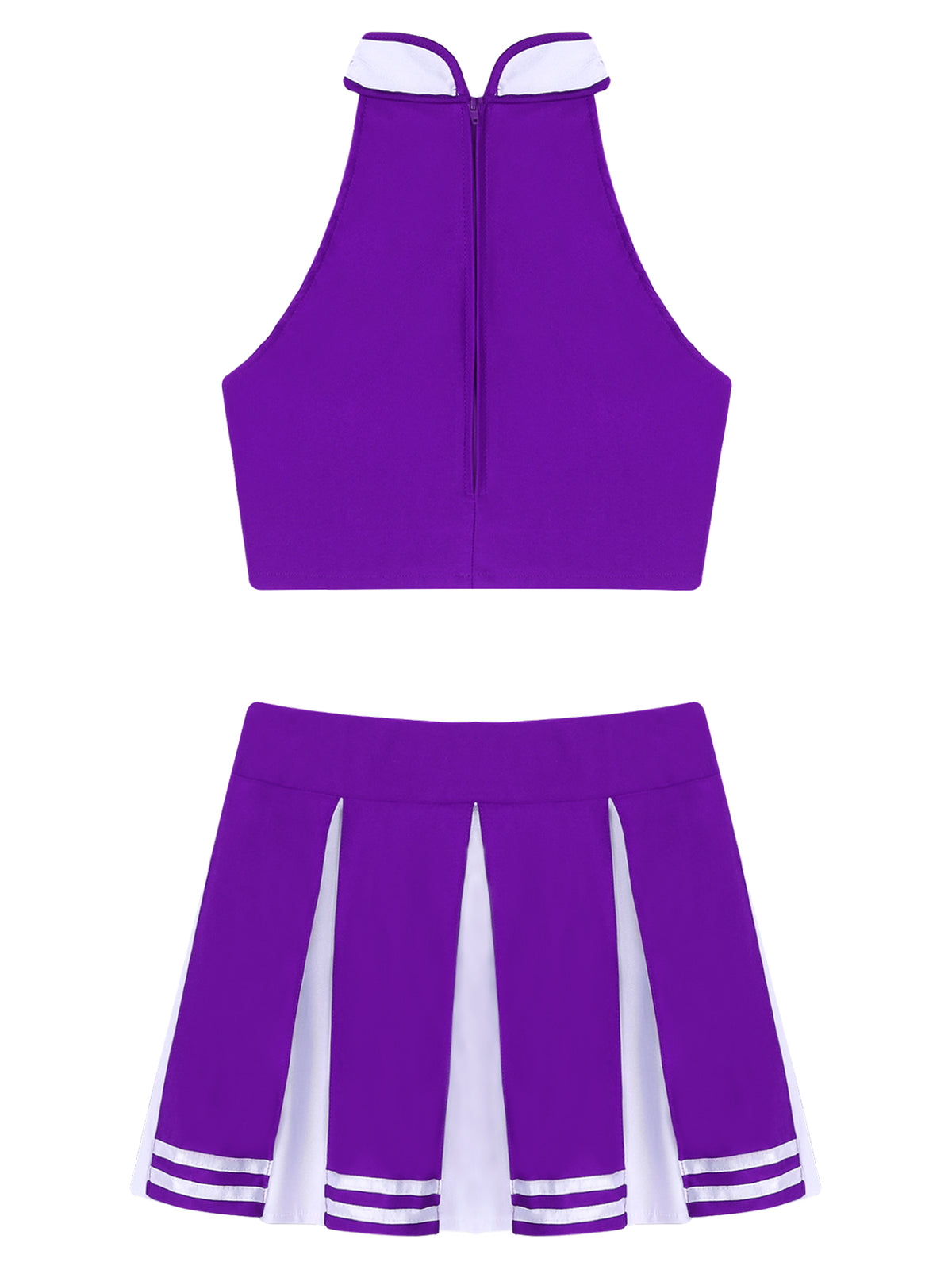 Women Cheerleading Cheerleader Costume Uniform School Girls Carnival Cosplay Outfits Stand Collar Crop Top with Mini Skirt