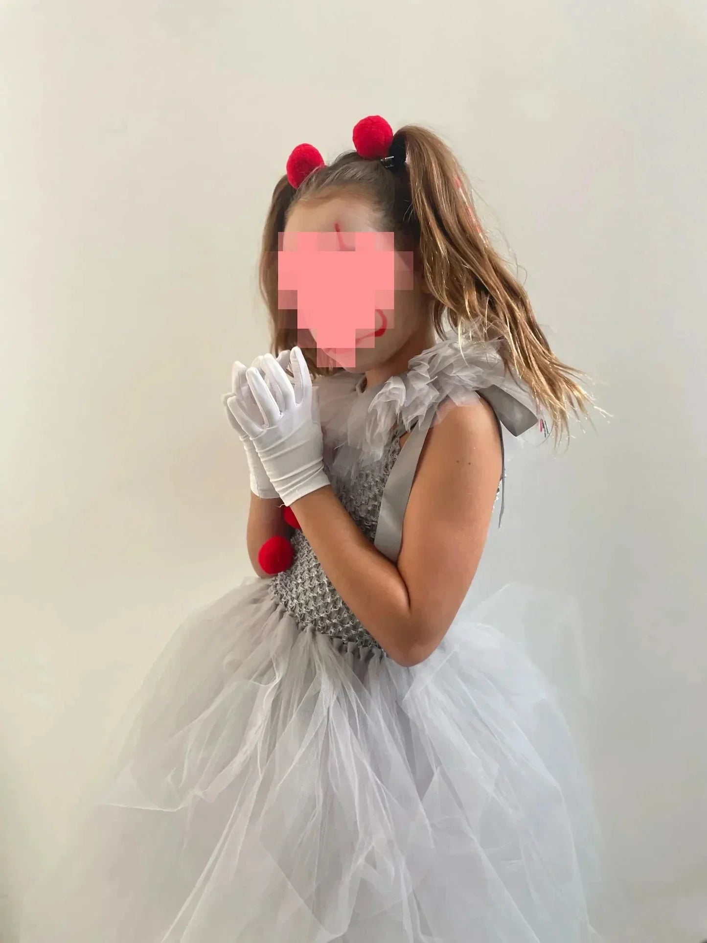 Halloween Pennywise Costume Creepy Clown Gray Tutu Dress Outfit Girls Fancy Carnival Party Tulle Dresses Joker Clothes