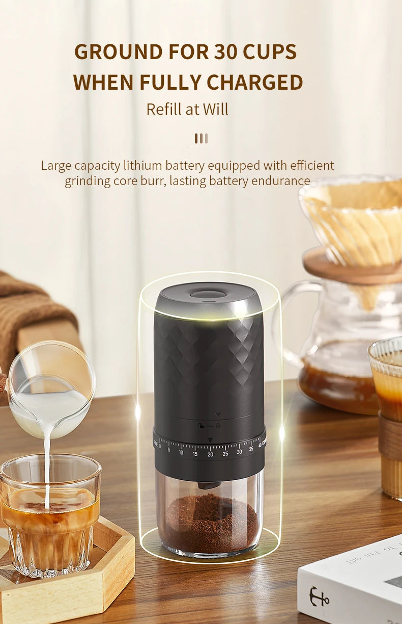 Electric Coffee Grinder, Portable Adjustable Grind Size, One-Touch Operation, Perfect Coffee Companion for Freshly Ground Coffee