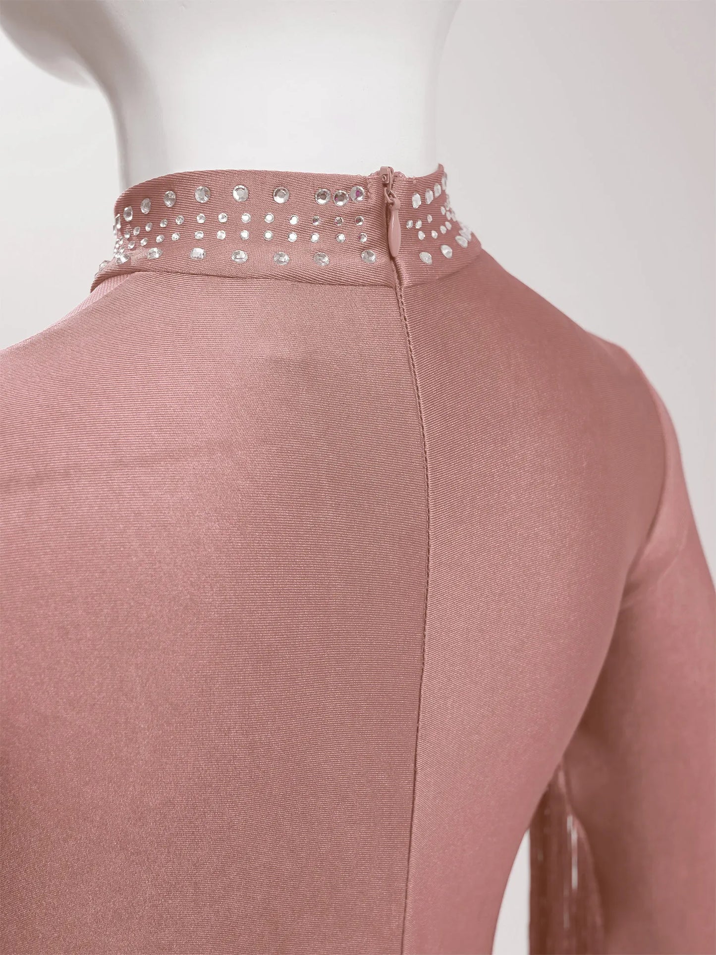 Girls Leotards Jumpsuit for Jazz Latin Skating Competition Costume Tassels Long Sleeve Rhinestones Bodysuit Modern Dancewear