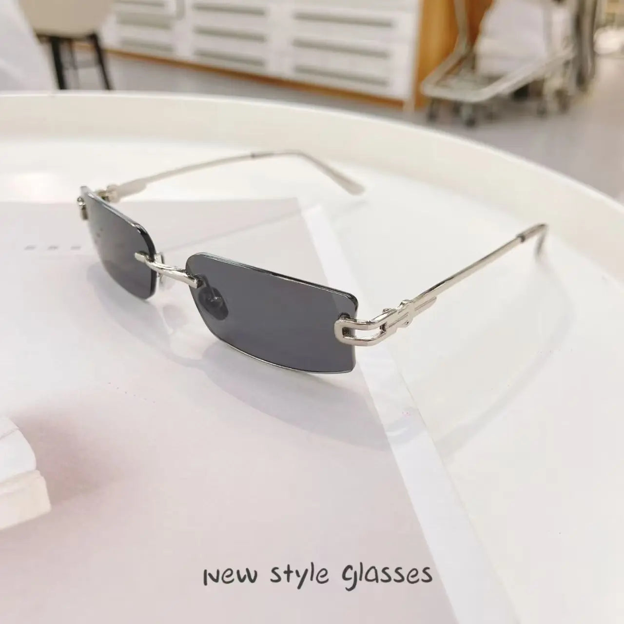 Rectangle Shape Rimless Sunglass Women Fashion Trendy UV Protection Sun Glasses for Man Korean Style Men Sunglasses