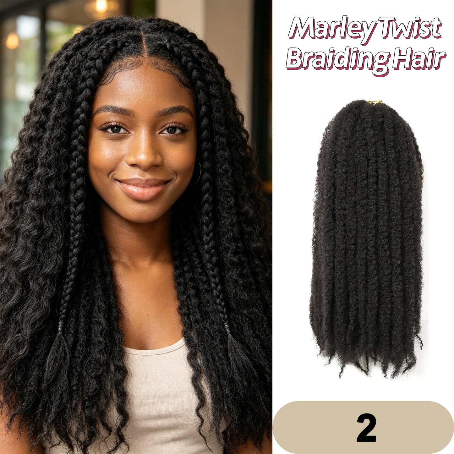 Marley Twist Braiding Hair Pre Stretched Ombre/Solid Colors Afro Kinky Curly Crochet Hair for Faux Locs Jumbo Marley Twists Hair