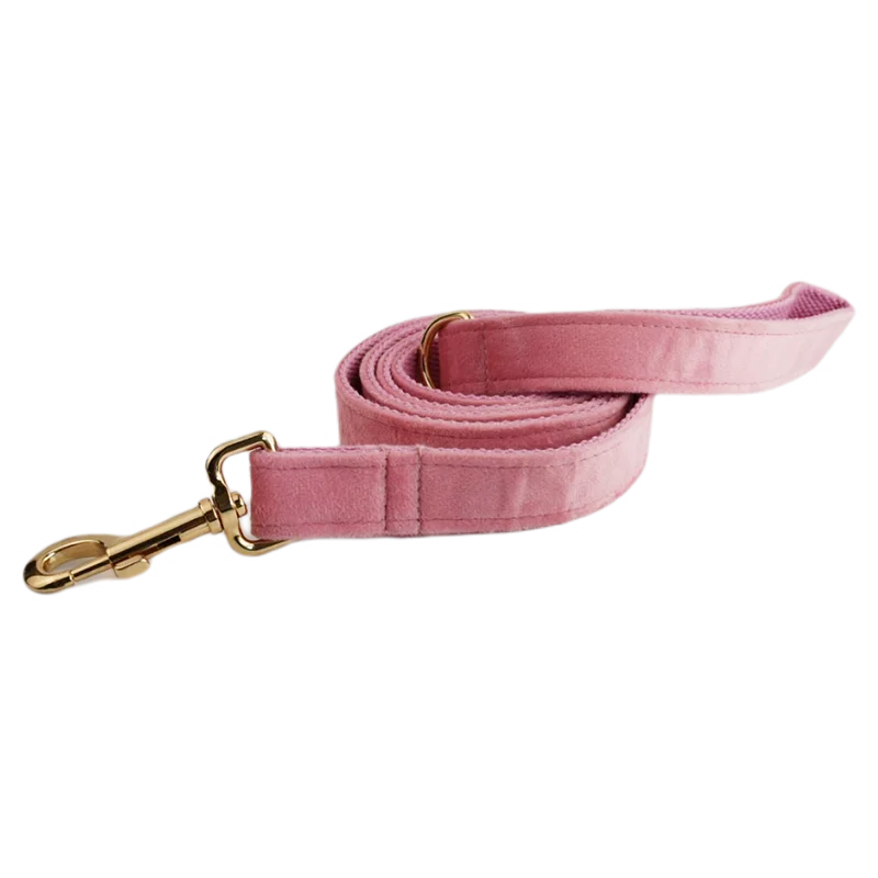 Pink Velvet Dog Collar And Leash Set For Small Medium Large Dogs Custom Engraved Nameplate Pet Supplies Dog Leash Velvet 01