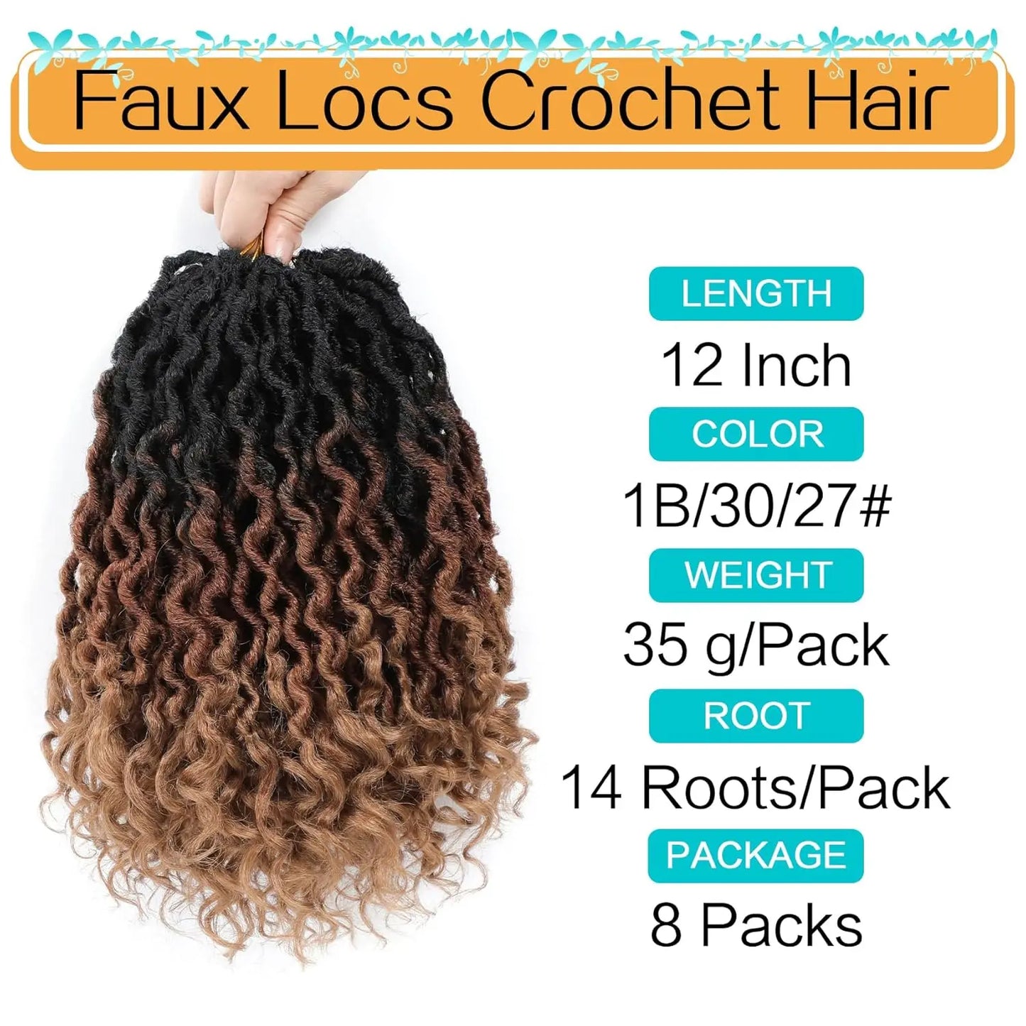 12-24inch Goddess Locs Crochet Hair Goddess Faux Locs Synthetic Crochet Hair For Women Pre Looped Faux Locs With Curly Ends