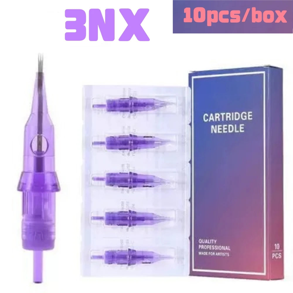 10Pcs 1/3RL PMU Tattoo Cartridge Needle Round Liner Disposable Sterilized Safety Needle 0.18/0.25mm For Permanent Makeup Eyebrow