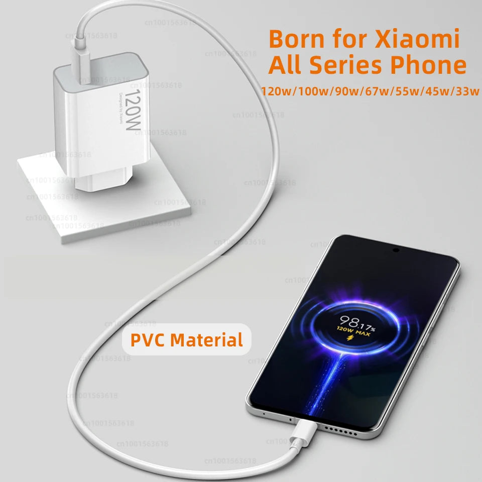 Original 120W Usb C Cable XIAOMI 100W 90W Hyper Fast Charging Cables Xiaomi 17 Pro Max 15 Ultra 14 T 13 Poco X8 F8 Redmi Turbo 5