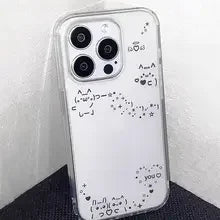 Korean Cute White Line Creative Phone Case For IPhone 17 16e 16 15 14 13 12 11 Mini Air Pro Max X XSMax 7 8 Plus Soft Back Cover