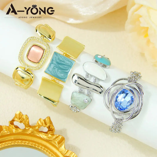 Italian Fashion Colored Crystal Bracelet Europe Bohemian Handmade Chains Brazilian Women Prom Party Statement Jewelry