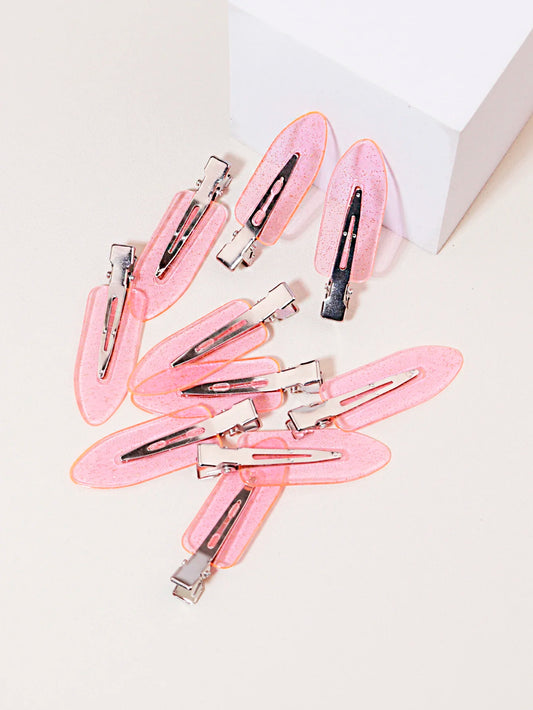 10pcs Seamless Fashion Girl Transparent Hair Clips, Makeup and Facial Accessory Clips, Fashion Girl Styling Hair Clips