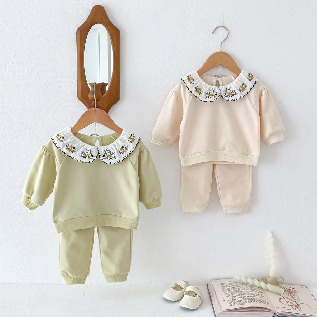 2025 Infant Toddler Fall Clothes Set: Girls' Stylish Two-Piece Pullover Sweatshirt and Pants Set for Baby Girls Outing