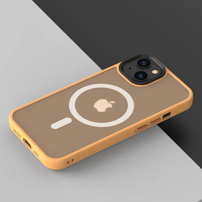 Matte Transparent Case For iPhone 13 12 15 16 17 14 Pro Max Air Cover For MagSafe Wireless Charger Protection Shell Shockproof