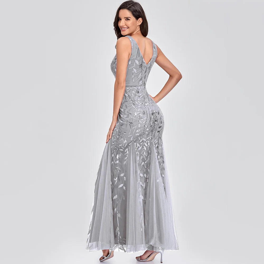 Sexy vintage Maxi Sequin cocktail Dress bridesmaid Prom Dresses for Women Casual Party Long sleeve club Bodycon Dress vestidos
