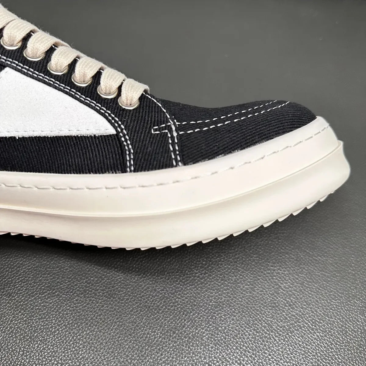 Men Casual Shoe Brand Black Brown Canvas Low Top Shoes High Quality Cowhide Luxury White Leather Sneakers Women Flat Sneaker