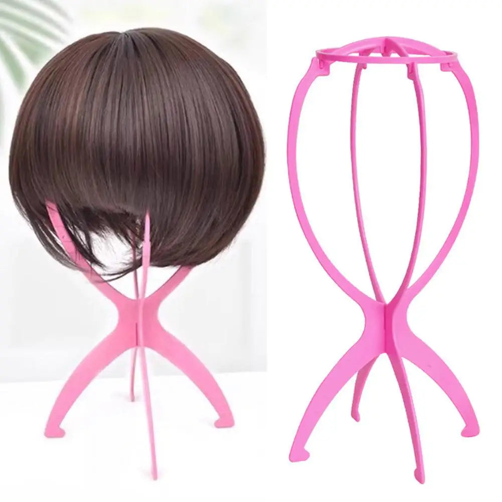 Portable Folding Wig Stand, Plastic Mannequin Head Holder for Hat & Hair Display   Adjustable 36x16Cm Wig Display Tool