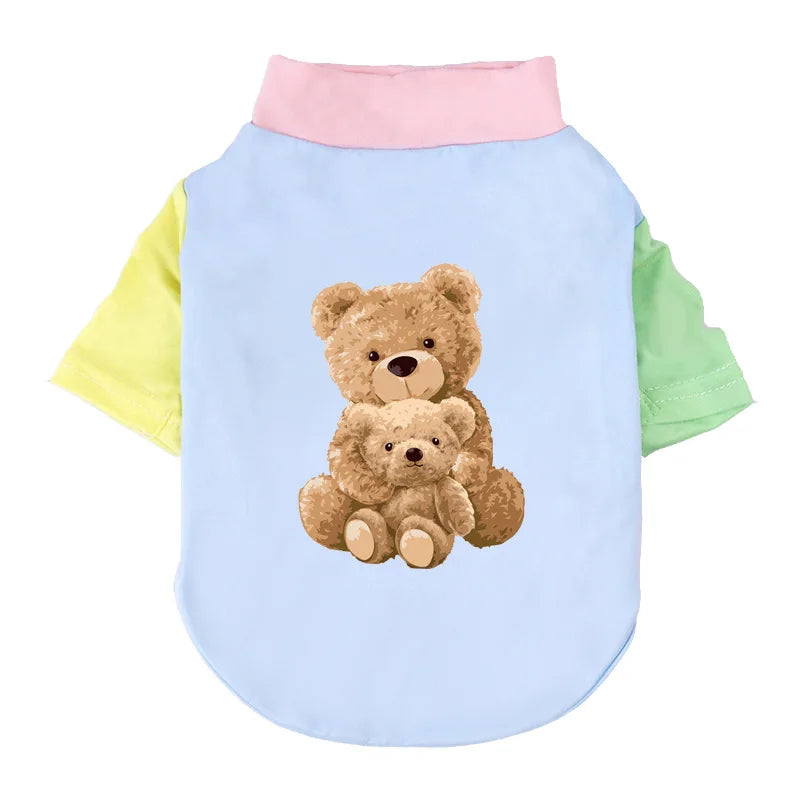 1 PC Pet T-Shirt, Cats & Dogs Soft Pure Cotton Teddy Bear Dopamine Vest. Shih Tzu, Siamese Cat Little Pet Daily Outfit