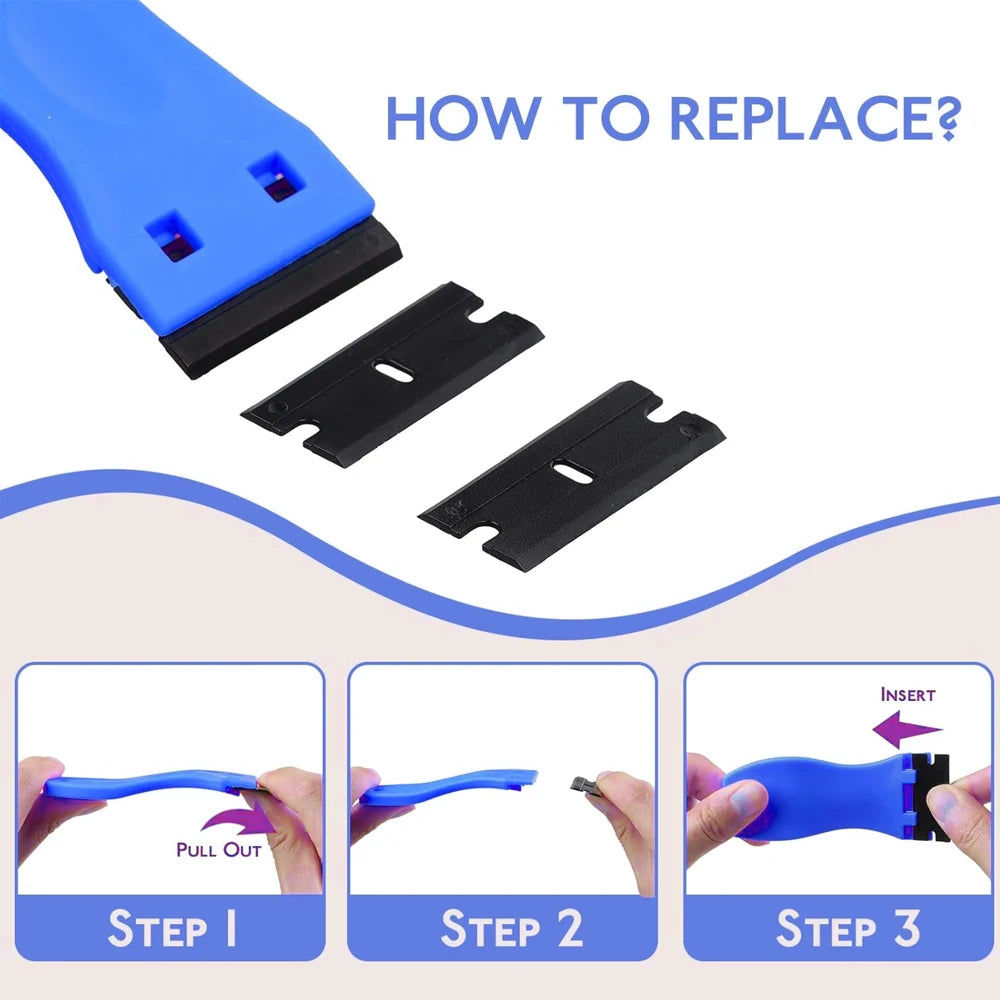 Hair Extension Tools Remover Scraper Tool Plastic Razor Blade with Replacement Blades in Extensions tool Adhesive-Remover