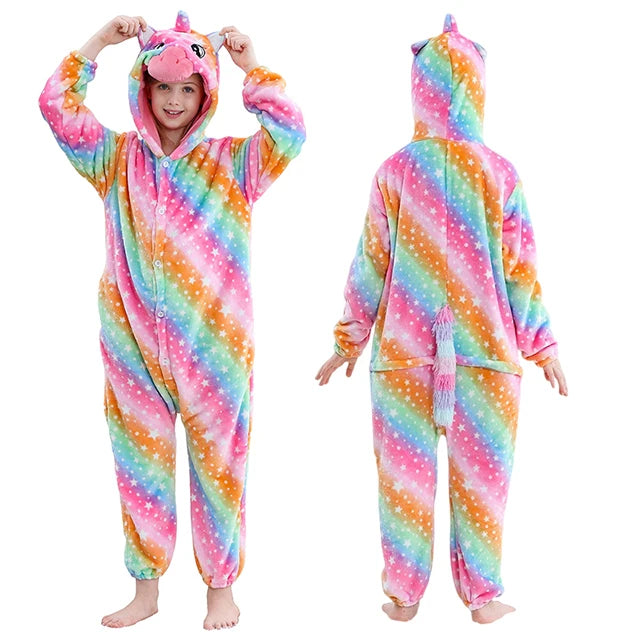 MICHLEY Christmas Capybara Flannel Blanket Sleepers Onesie Hooded Children Costume Clothes Jumpsuit Sleepwear For Boys Girls