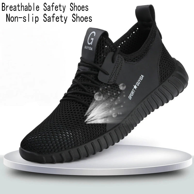 Summer Safety Shoes Mesh Work Shoes Lightweight Safety Sneaker For Men Breathable Protective Work Sneakers Steel Toe Shoes Man