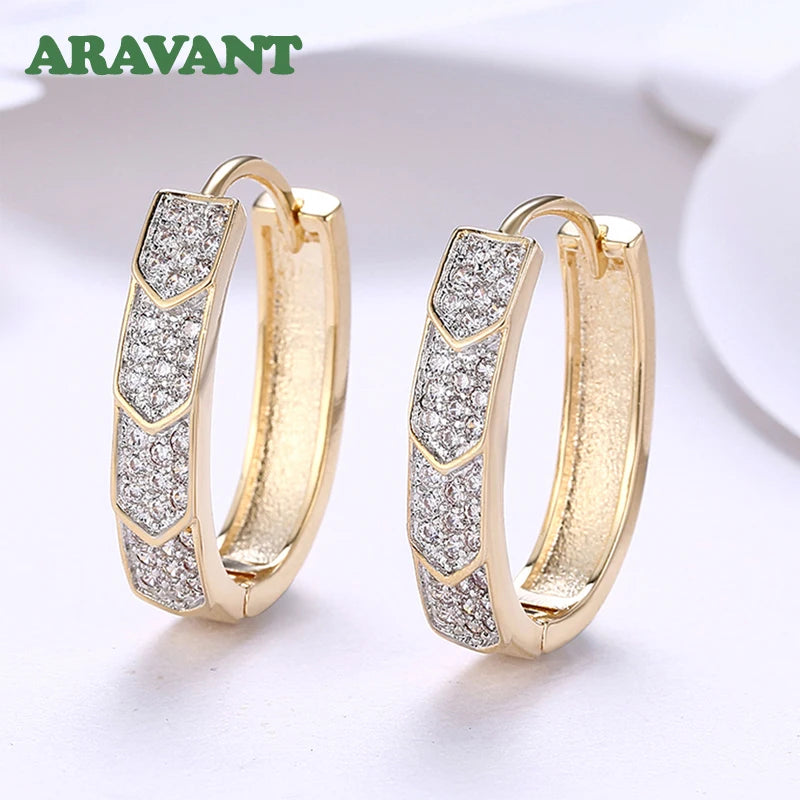 Aravant 925 Silver U Shaped 18K Gold Hoop Earrings For Women Fashion Jewelry