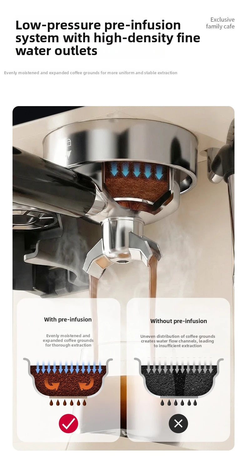 20Bar Semi-Auto Espresso Machine Smart Touch Control with Built-in Grinder, Cold/Hot Brew, Milk Frother for Home/Office