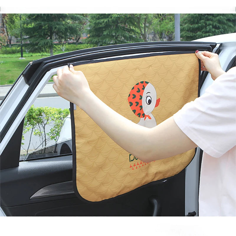 Car Magnetic Curtain In The Car Window Sunshade Cover Cartoon Universal Side Window Sunshade UV Protection For Baby Children