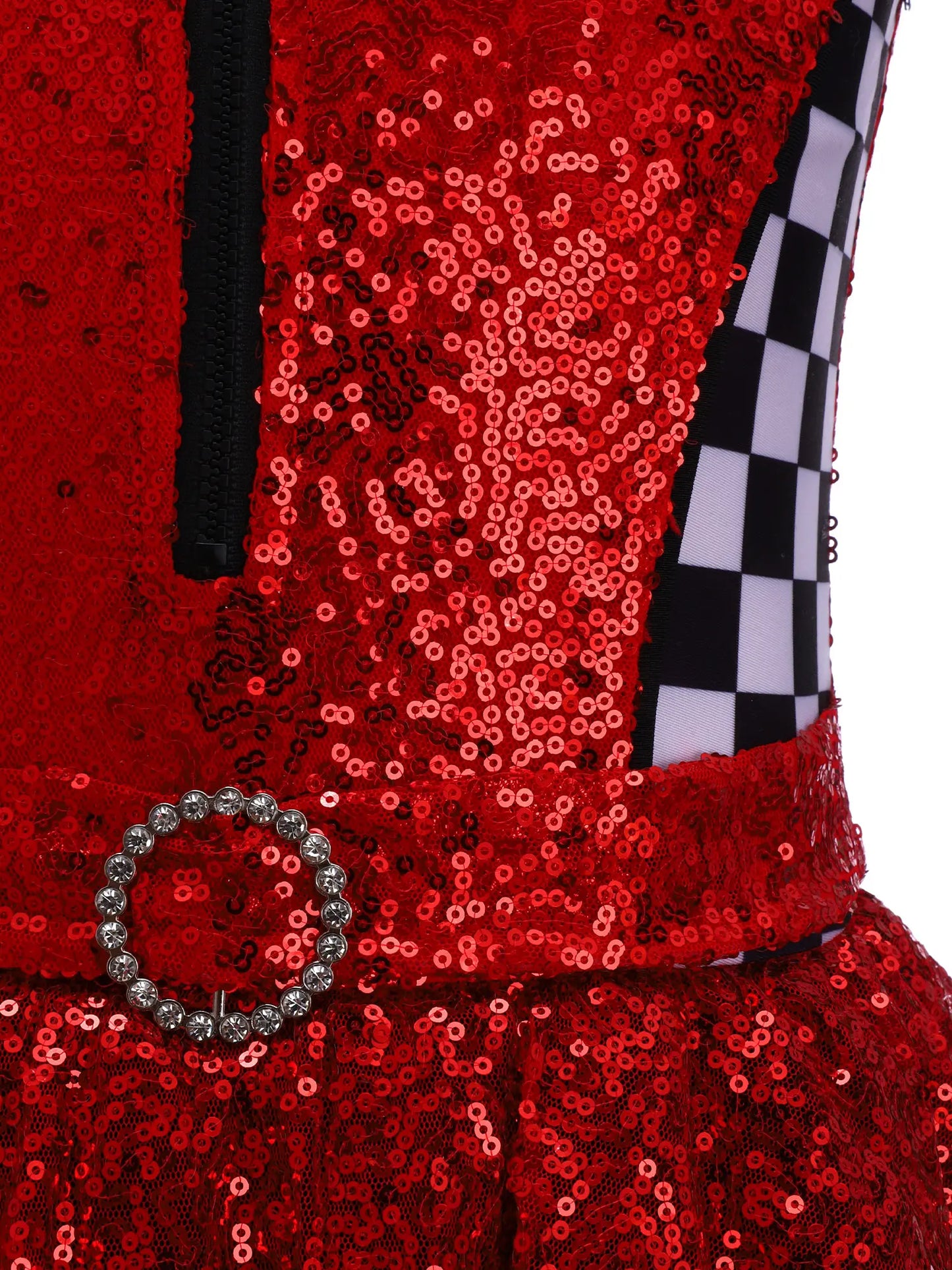 Kids Girls Checkerboard Racer Costume Halloween Car Driver Cosplay Leotard Dress with Tulle Skirt Themed Party Driving Roleplay