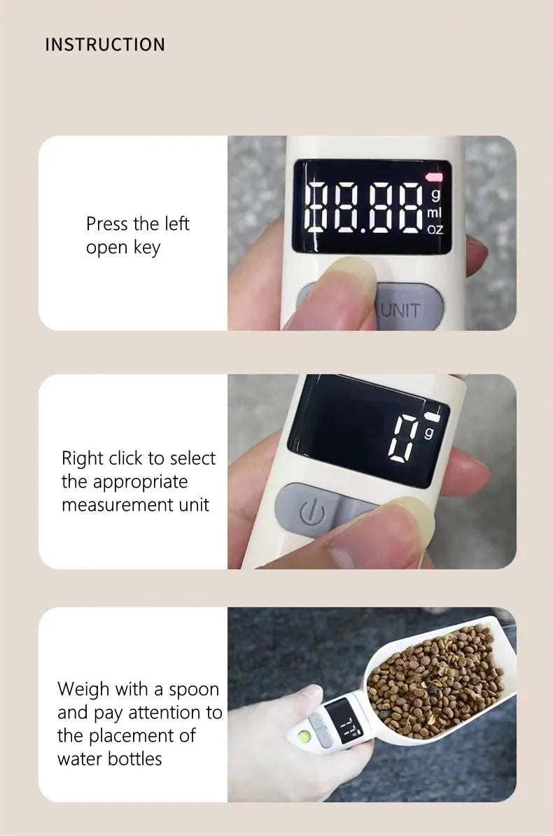 800g/1g Portable LCD Digital Kitchen Scale Home Electronic Measuring Tool  Pet Dog and Cat Digital Feeding Bowl Weighing Spoon