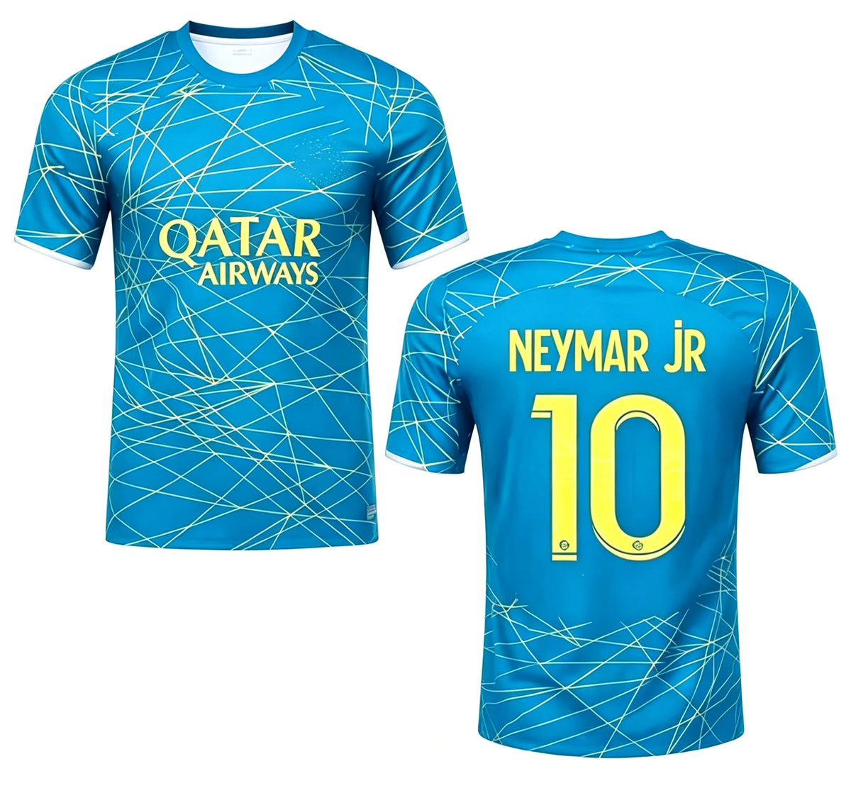 Paris Saint Germain Men's Black Gold Football Jersey, Neymar Size 10, Quick Drying Short Sleeved, Football T-Shirt