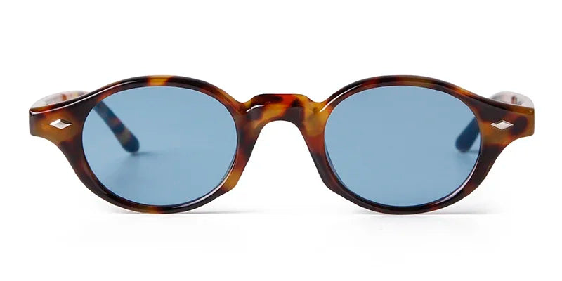 Retro Small Oval Sunglasses Women Brand Design Rivet Blue Tortoise Shell Sun Glasses Outdoor Men Shades Female UV Oculos De Sol