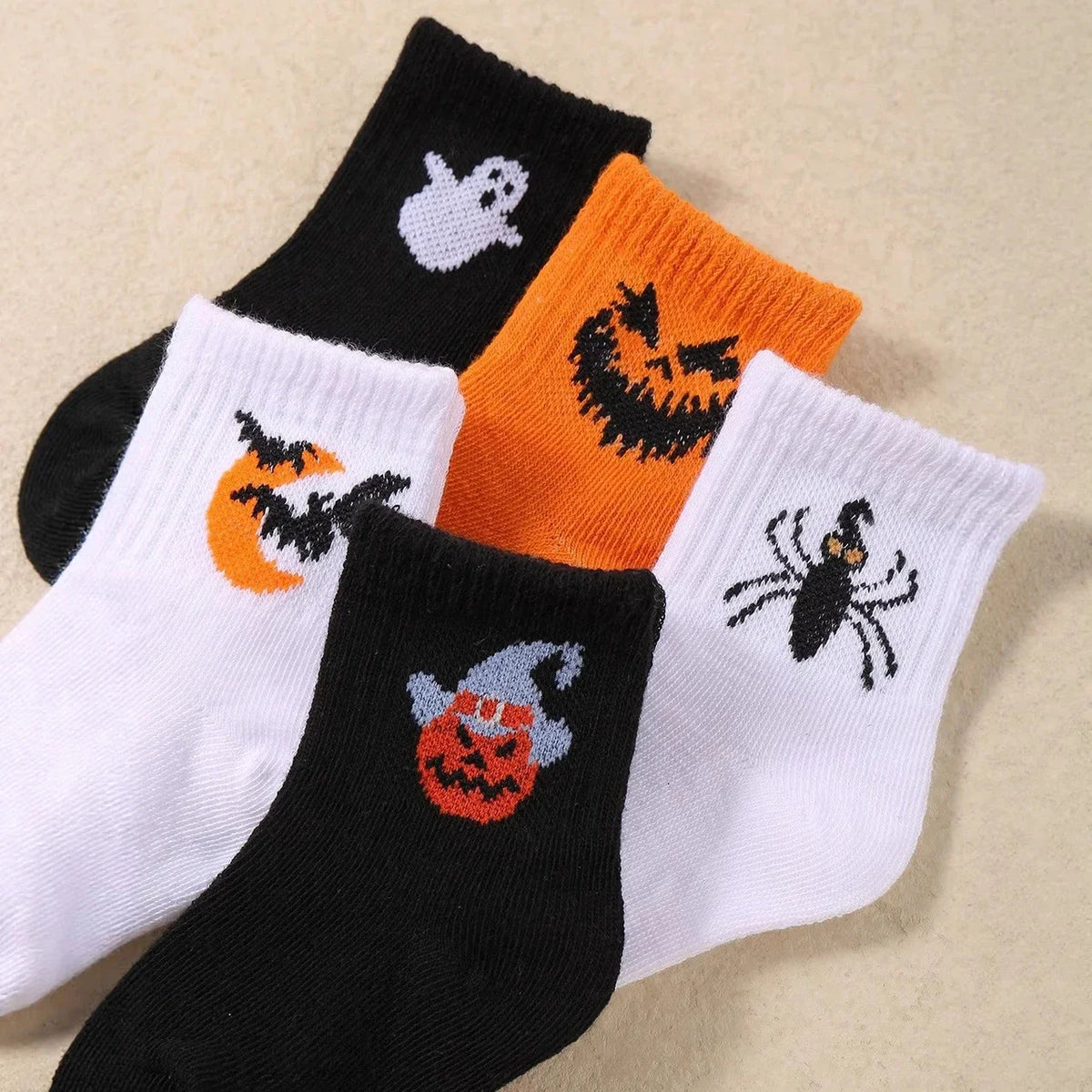 5Pairs/Set Cartoon Baby Socks Cute Halloween Sock for Infant Boy Girl Spring Autumn Soft Cotton Middle Tube Socks Party Gifts