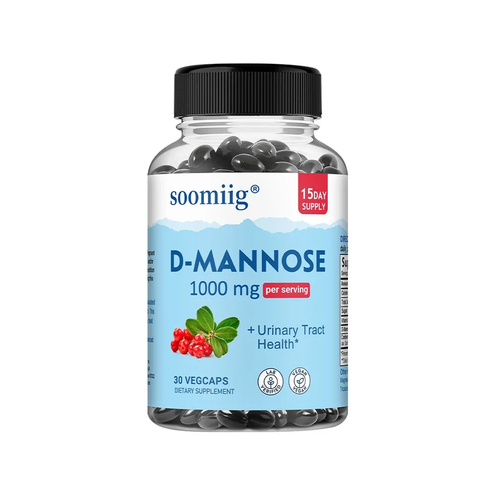 D-Mannose 1000mg Capsules, with Cranberry - Supports Urinary Tract and Bladder Health, Promotes Digestive Health - 120 Capsules