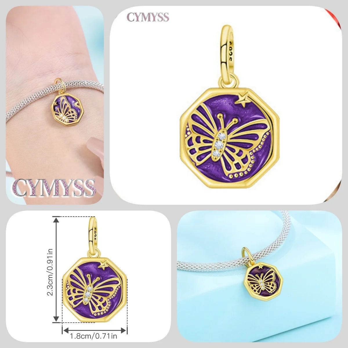 925 Sterling Silver Plated Bee Sunflower Butterfly Charm Pendant Fine Jewelry Women DIY Bracelet Necklace Birthday Party Gift