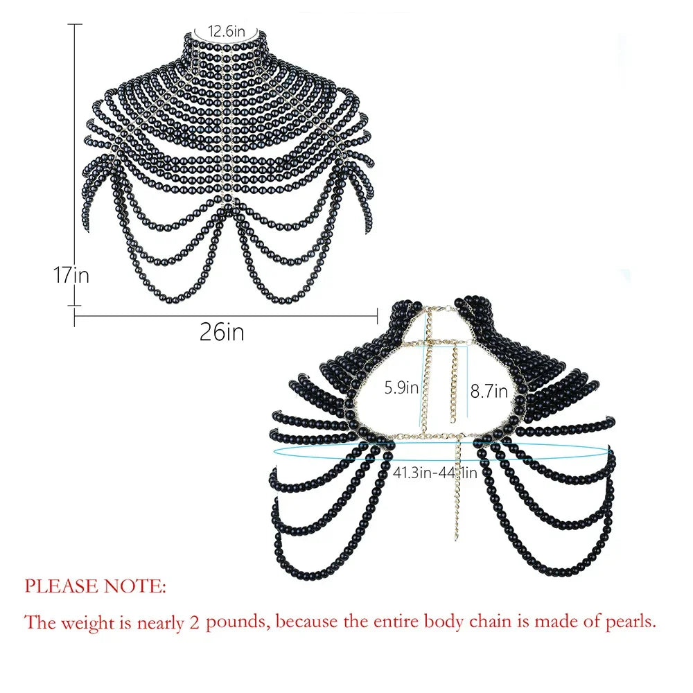 Women's Pearl Body Chains Bra Fashion Adjustable Size Shoulder Necklaces Sexy Tops Chain Wedding Dress Pearls Shawl Body Jewelry