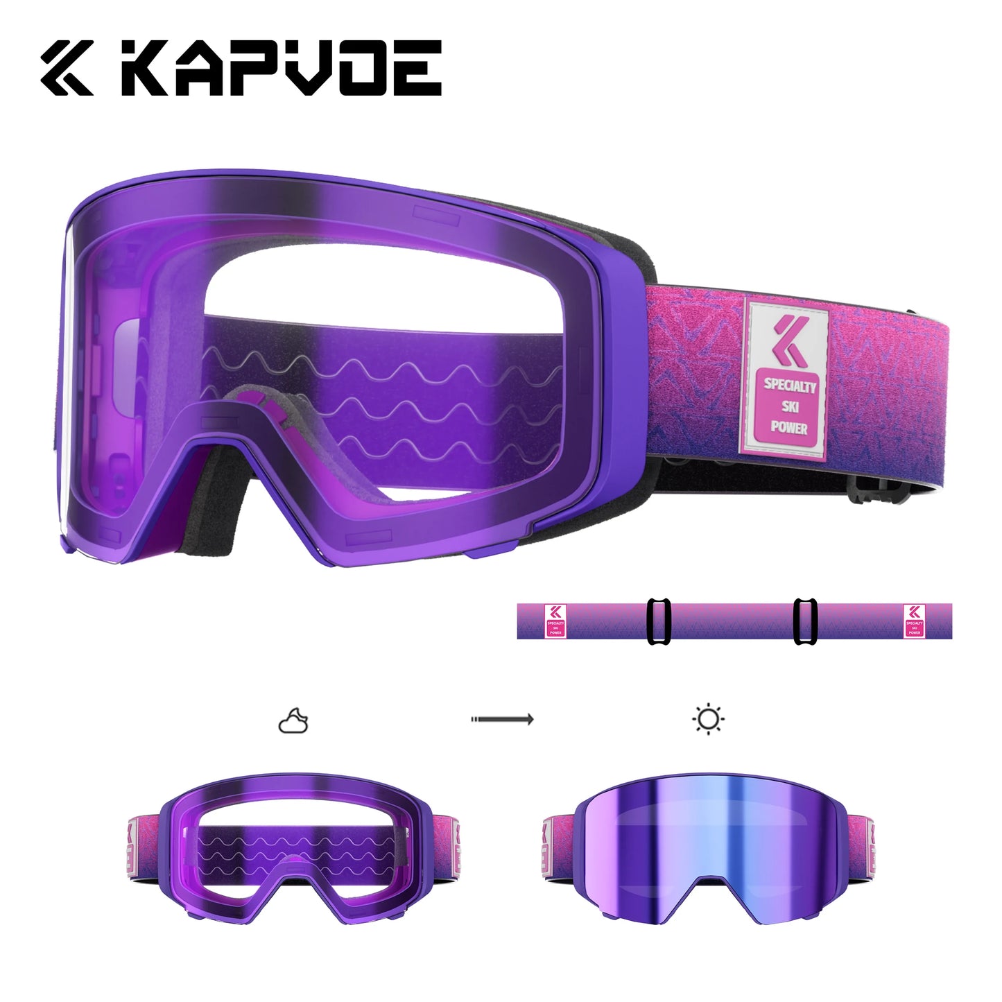 Kapvoe 2026 Skiing Eyewear Flip Ski Goggles Photochromic Snow Goggles Men Snowboard Mask Protection Glasses Snowmobile Winter