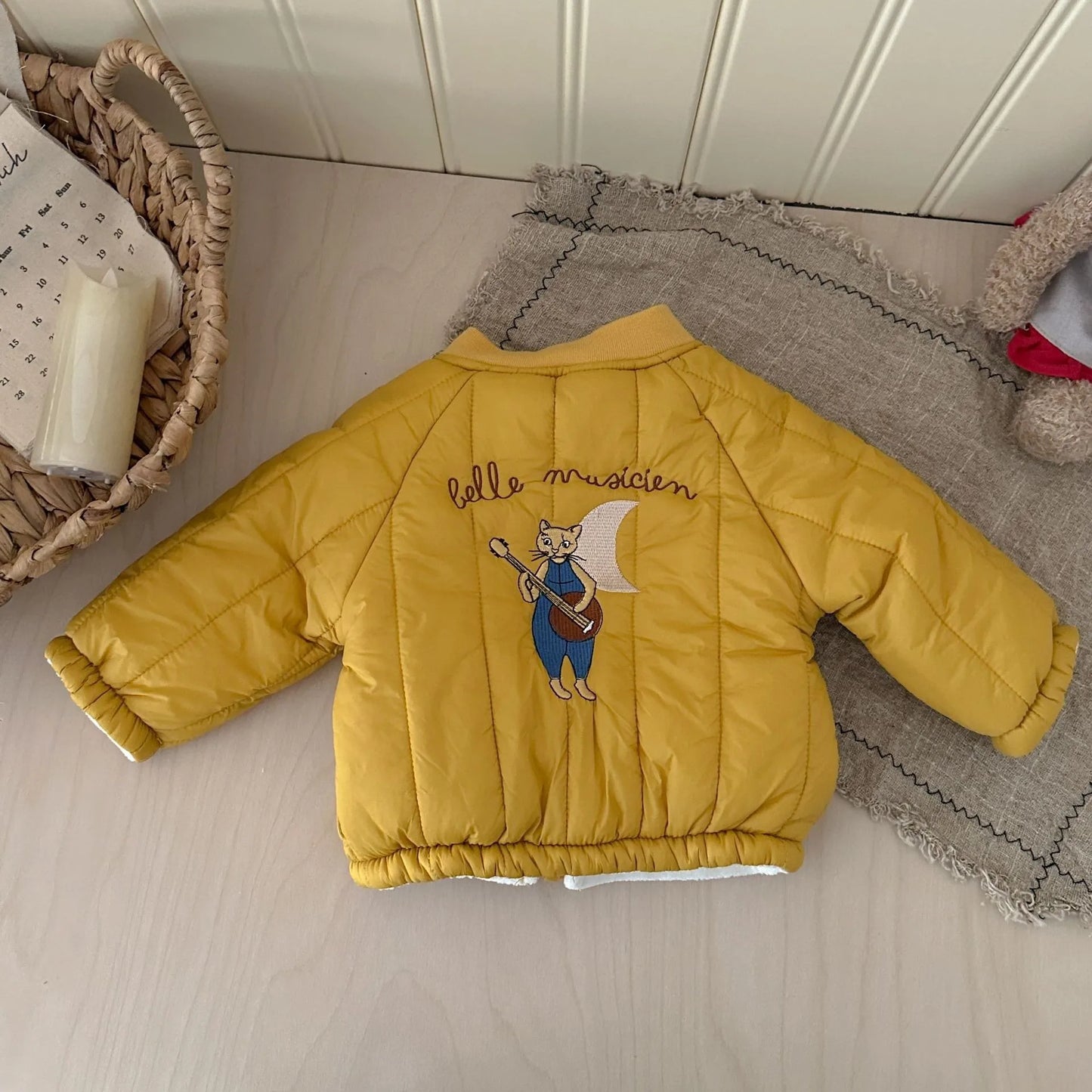 2025 Winter New Baby Fleece Warm Coat Cartoon Embroidery Boys Girls Cotton Padded Jacket Plus Velvet Thick Kids Quilted Jacket