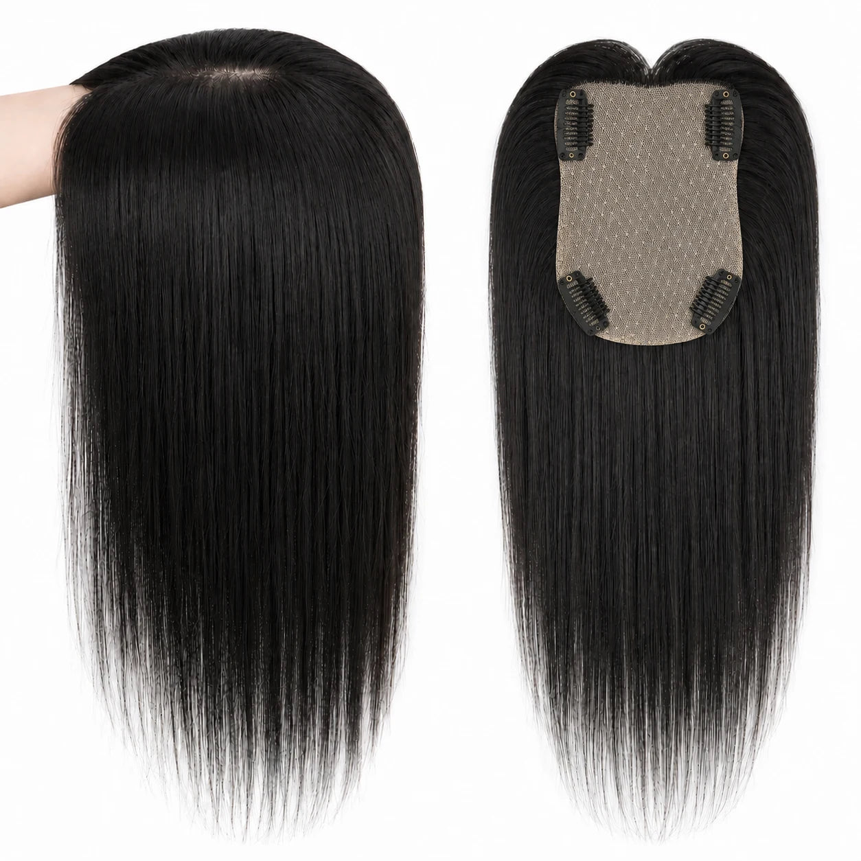 Brown Straight Hair Topper For Women Skin Silk Base Virgin Human Hair Piece Cover Breathable Silk Top Toupee with Clips in