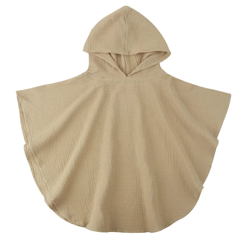 Pure Cotton Baby Towel Solid Color Muslin Baby Hooded Bath Towel Kids Newborn Swim Beach Bathrobe Quick Dry Facecloth Baby Stuff