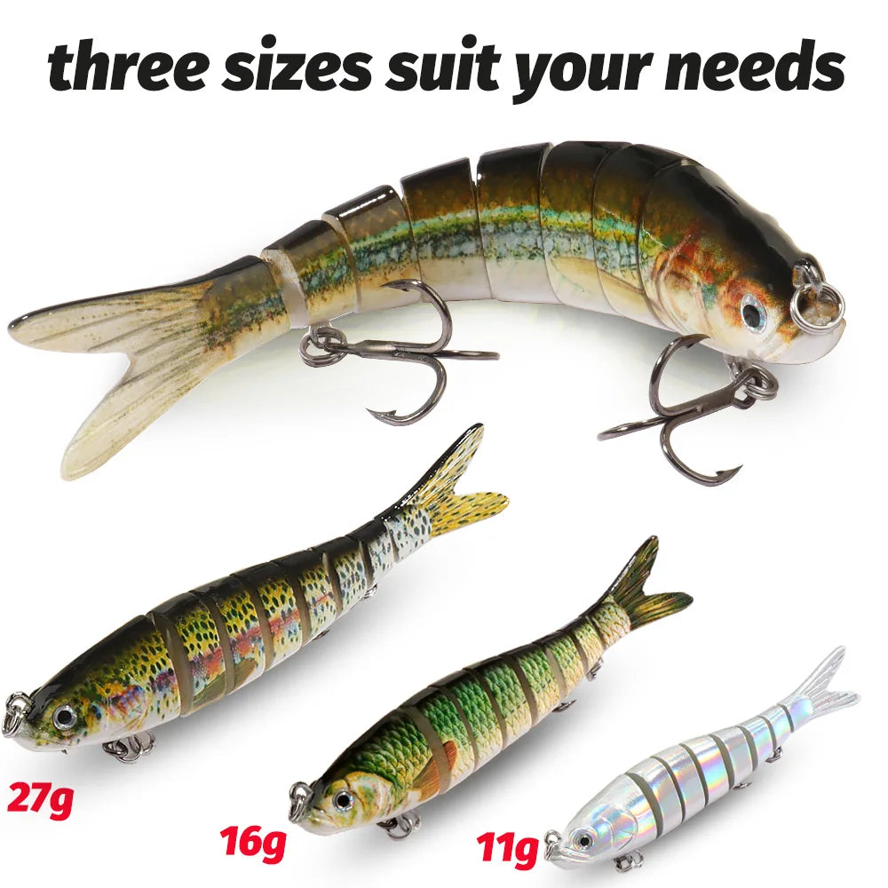 Swimbait 11g 16g 27g Joint Bait Slow Sinking Bionic Fish Swimming Pesca Bass Treble Hook Carp Fishing Tackle 8 Segment Hard Lure