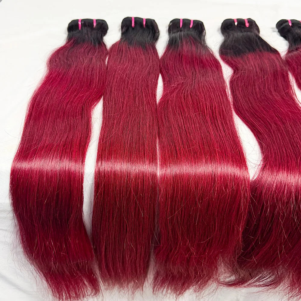 8-30 Inch T1B/99J Straight Human Hair Weaving Bundles 100g/Bundle High Quality Hair Extensions for Black Women