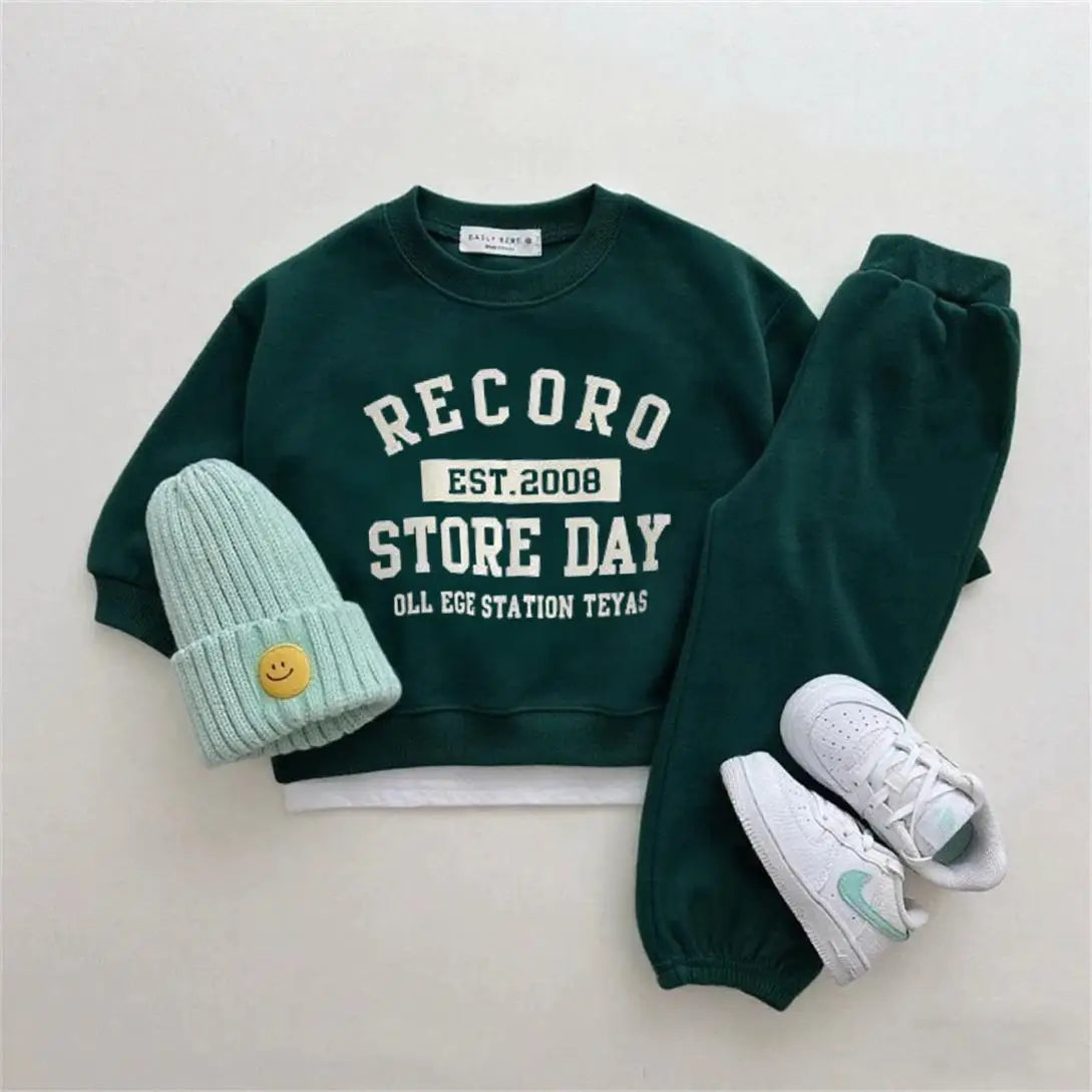 Autumn Costume For Boys And Girls New Design Long-sleeved Outfits Crewneck Hoodies+Pants Two Piece Set Kids Trendy Outfits