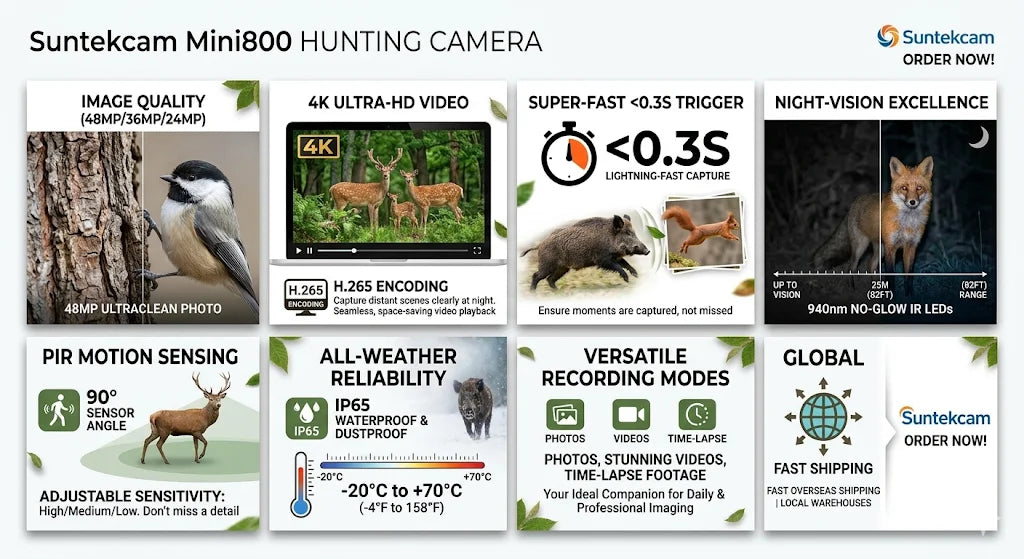 24MP 4K1080P Mini Trail Hunting Camera Wildlife Night Vision Wild Hunter Cam Mini800 Photo Trap Surveillance Tracking