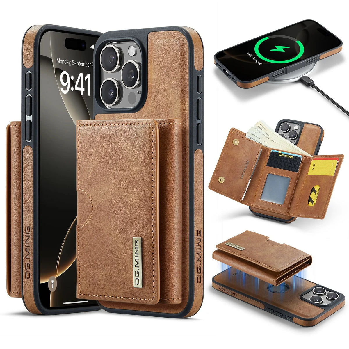 Magnetic Leather Wallet Card Phone Case For iPhone 17E 17 Air 16E 16 Pro Max 15 Plus 14 13 12 11 Flip Wireless Charging Cover