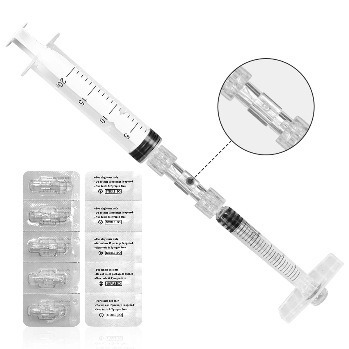 Individual Package PP Sterile Syringe Connector 20/50/100/500/1000 Pcs Female Luer Lock Disposable