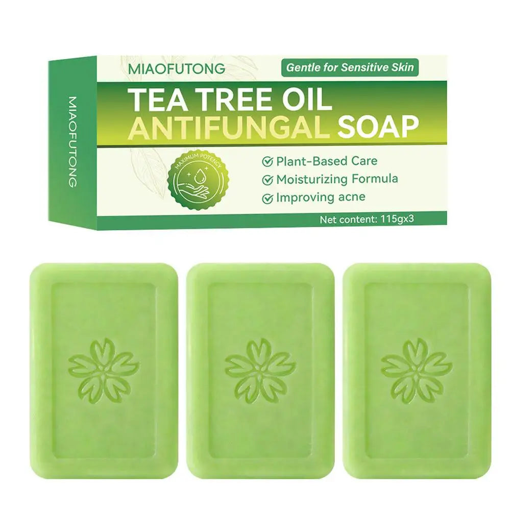 Tea Tree Soap for Face & Body Acne, 3pcs Tea Tree Oil Soap Bar for Face & Body Natural Skin Cleanser for Oily, Dry & Itchy Skin