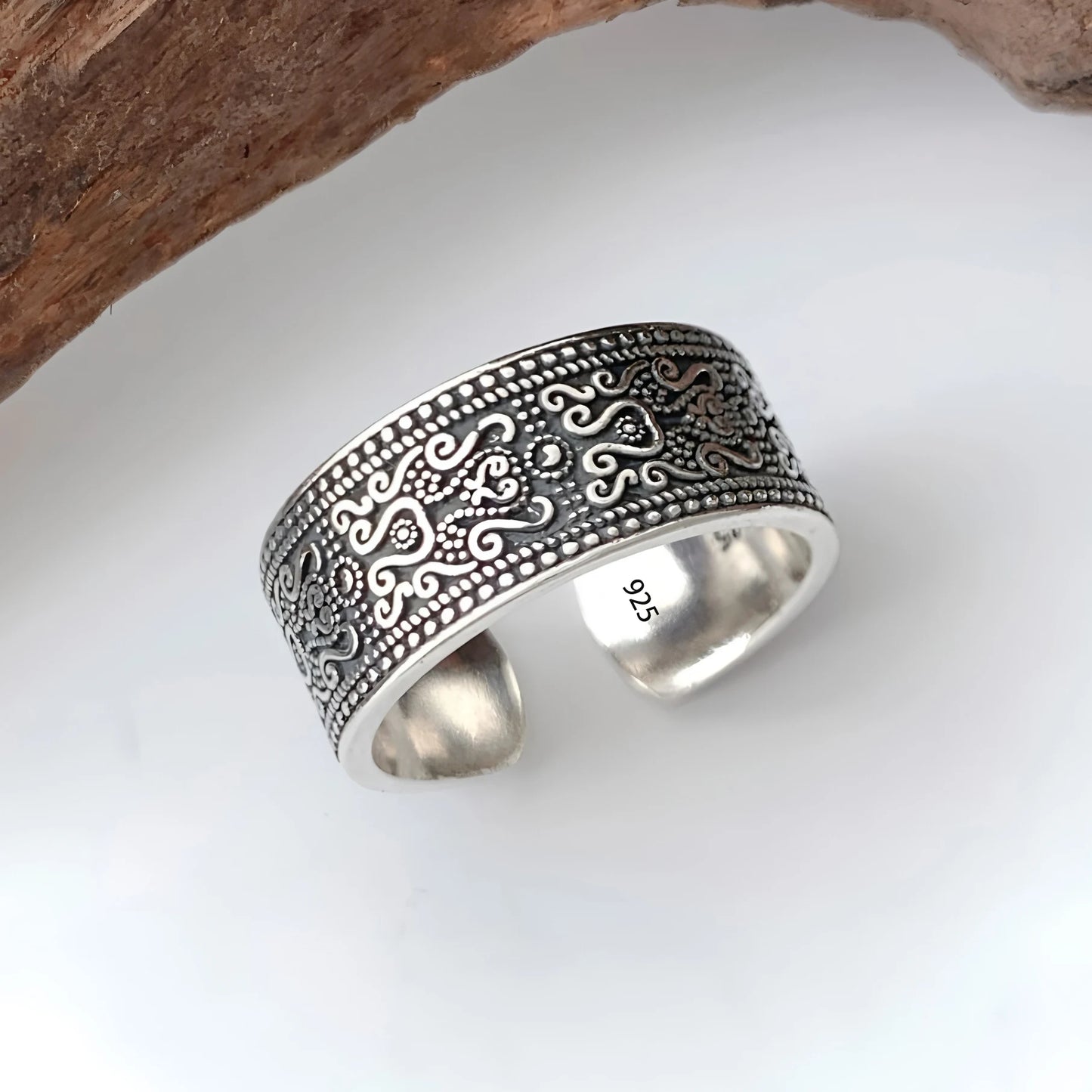 VENTFILLE 925 Sterling Silver Arabesque Pattern Ring For Women Vintage Aesthetic Simple Trend Ethnic Jewelry Gift Dropshipping